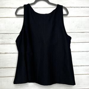 Lands’ End Textured Tankini Top 22W DDD Black Tummy Control Swim Top Plus Size